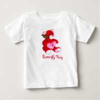 Oso rojo brillante, mariposa y camiseta AMOR!