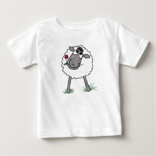 De Bebé Oveja boba divertida con flor, camiseta pequeña