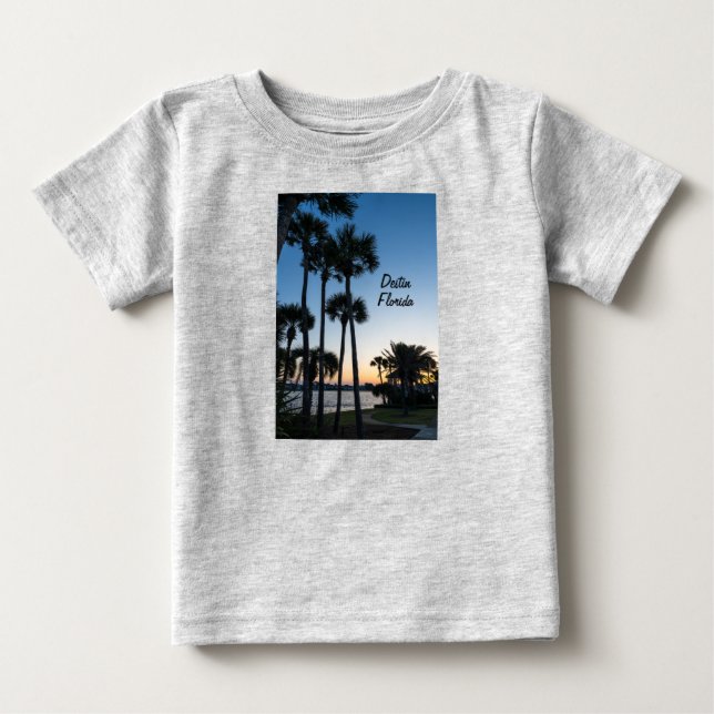 De Bebé Palm Trees Sunrise Destin Florida Camiseta para ni (Anverso)