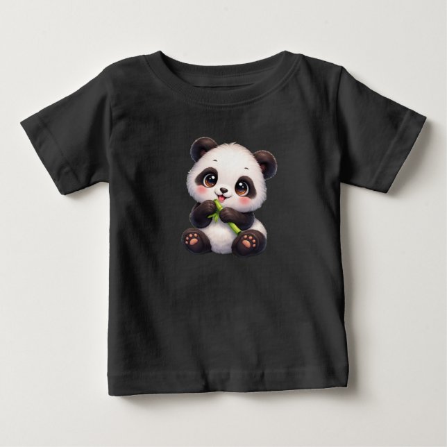 De Bebé Panda Kawaii con Bambú | Camiseta Gráfica para Niñ (Anverso)