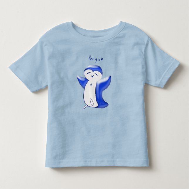 De Bebé Pengu Feliz Pingüino (Azul) Camiseta para Niño Peq (Anverso)