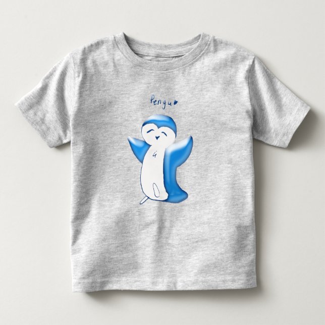 De Bebé Pengu Feliz Pingüino (Azul Claro) Camiseta para Ni (Anverso)