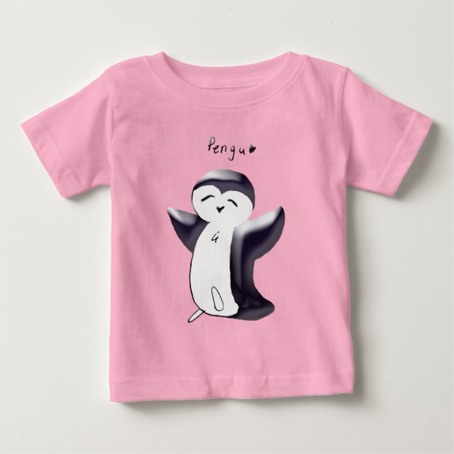 De Bebé Pengu Pingüino Feliz (Negro) Camiseta para Niño Pe (Anverso)