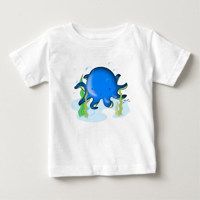 De Bebé Pequeña camiseta linda del pulpo (Anverso)