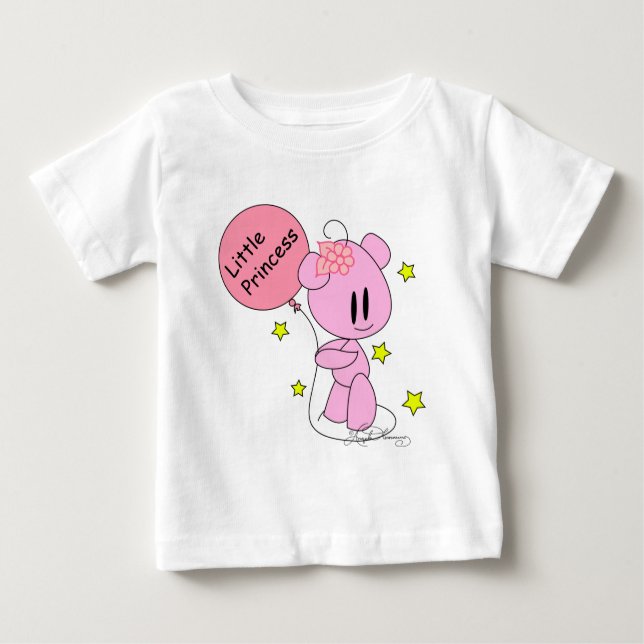 De Bebé Pequeña Princesa Niña Rosa Teddy Oso Camiseta (Anverso)