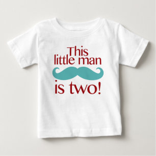 De Bebé Pequeño hombre bigote 2º cumpleaños camiseta roja 