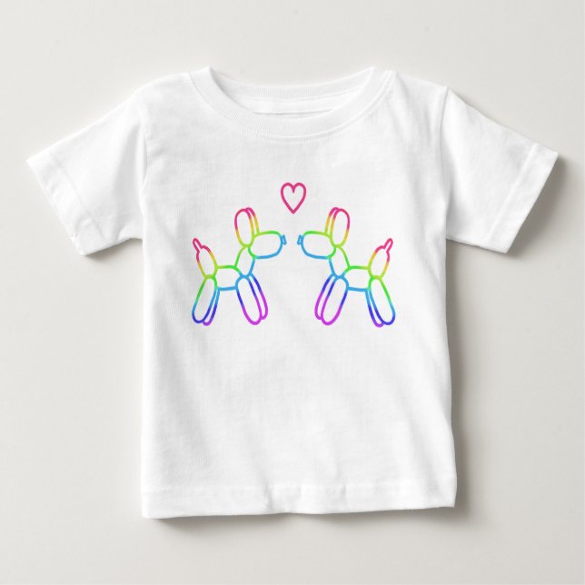 De Bebé Perros con globo arcoiris en camiseta con amor par (Anverso)