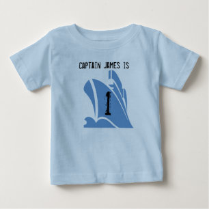 De Bebé Personalizable del capitán del barco 1.ª camiseta 