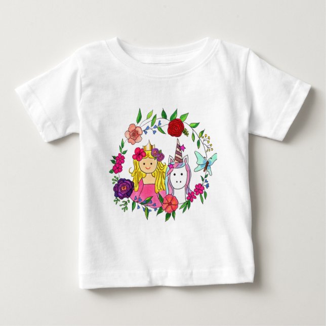 De Bebé Princesa y unicornio vendaval y camiseta (Anverso)