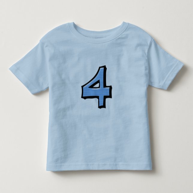 De Bebé Silly Números 4 camiseta azul para niños (Anverso)