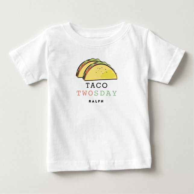 De Bebé Taco Twosday Martes Camiseta Blanca Cumpleaños 2º  (Anverso)