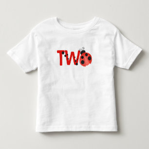 De Bebé "Two" Acuarela Camiseta Cumpleaños 2 Ladybug