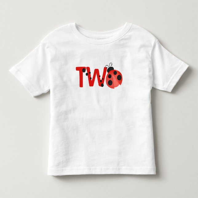 De Bebé "Two" Acuarela Camiseta Cumpleaños 2 Ladybug (Anverso)