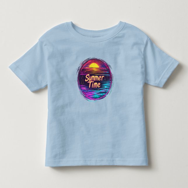 De Bebé Vibrante camiseta retro "Verano Tiempo" Sunset (Anverso)