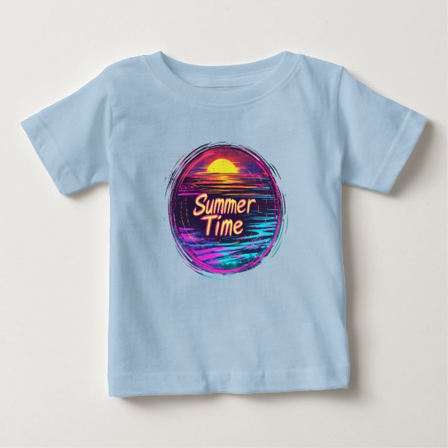 De Bebé Vibrante camiseta retro "Verano Tiempo" Sunset (Anverso)