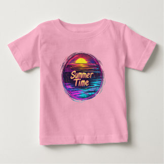 De Bebé Vibrante camiseta retro "Verano Tiempo" Sunset