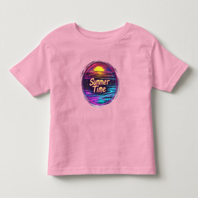 De Bebé Vibrante camiseta retro "Verano Tiempo" Sunset (Anverso)