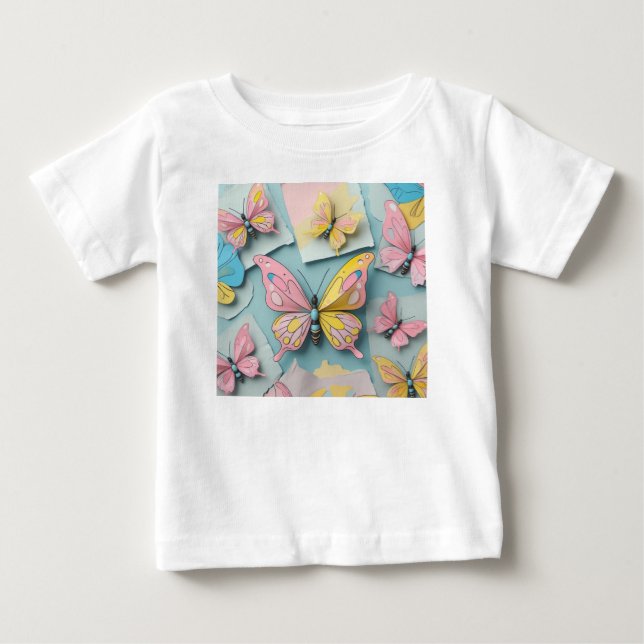 De Bebé 🦋 Whimsical Personalizado Mariposa Camiseta - Cut (Anverso)
