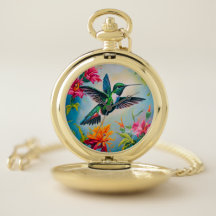 Reloj Antiguo Floral Colibrí