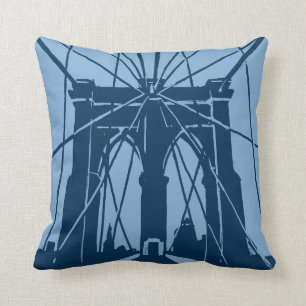 De Brooklyn del puente del Cojín decorativo azul