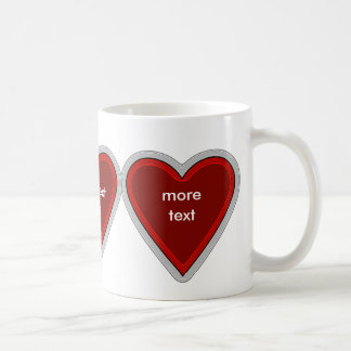 De Café 3 corazones rojos retro en una taza para tu texto