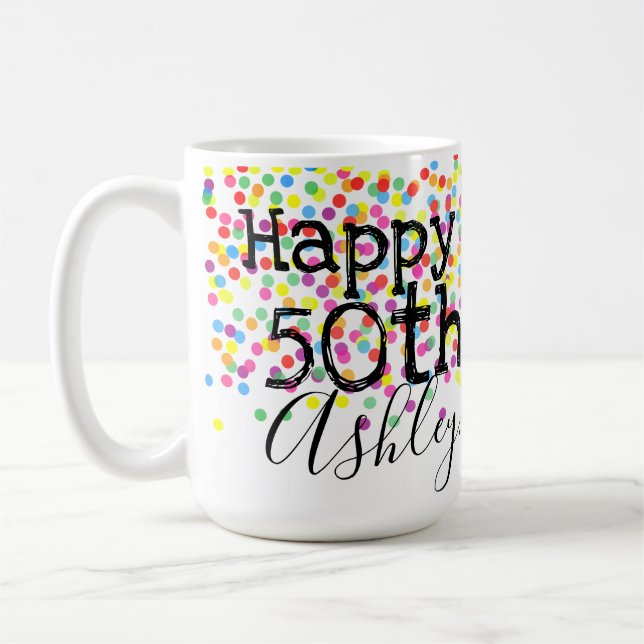 De Café 50.a taza personalizada del cumpleaños (Izquierda)