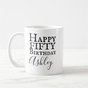 De Café 50.a taza personalizada del cumpleaños