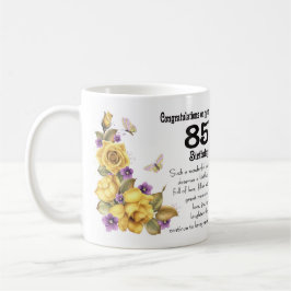 De Café 85o Rosa amarillo del cumpleaños y taza del regalo