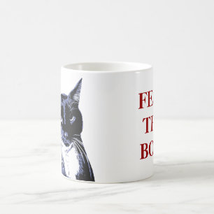 De Café "ALIMENTE EL ABUCHEO!" Taza del gato