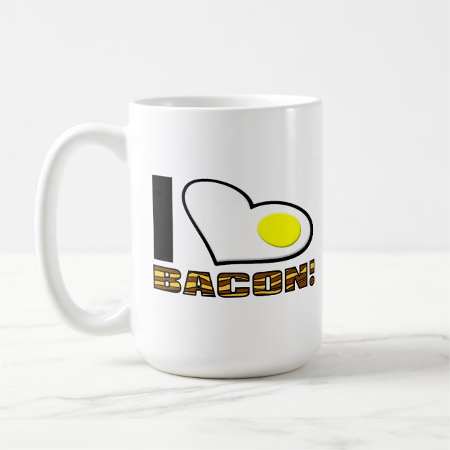 De Café Amo la taza divertida del tocino (Izquierda)