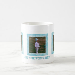 De Café Añada su imagen: Taza enmarcada azul