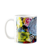 Arte marino microscópico: Taza azul Thalassiosira