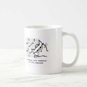 De Café Ayudas del gato con el crucigrama - taza divertida