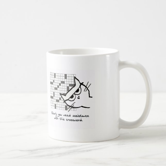 De Café Ayudas del gato con el crucigrama - taza divertida (Derecha)