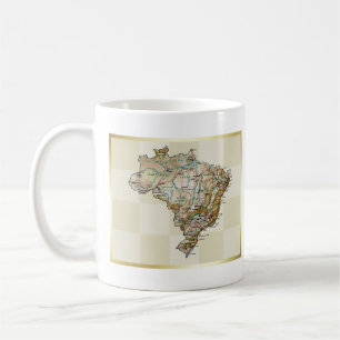 De Café Bandera del Brasil + Taza del mapa