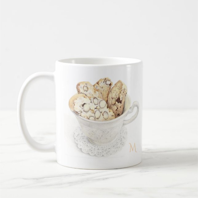 De Café BISCOTTI Taza blanca + Inicial (Izquierda)
