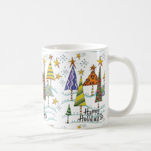 De Café Buenas fiestas taza del navidad con los árboles