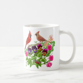 De Café Cardenales en la taza del jardín