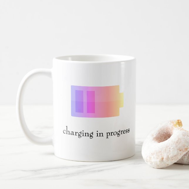 De Café Carga en Progreso Batería Morado/Rosa - Taza (Con donut)