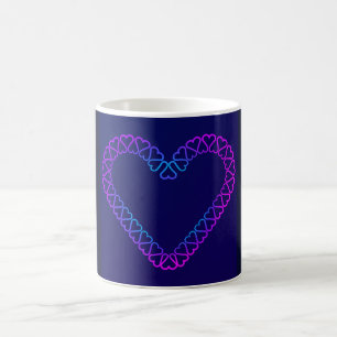 De Café Corazones rosa y cian en taza