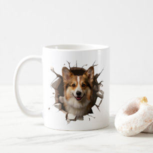 De Café Corgi Adorable en una Taza Agrietada - regalo para