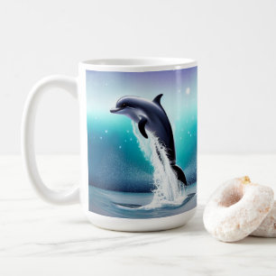 De Café Delfín saltando en la taza oceánica
