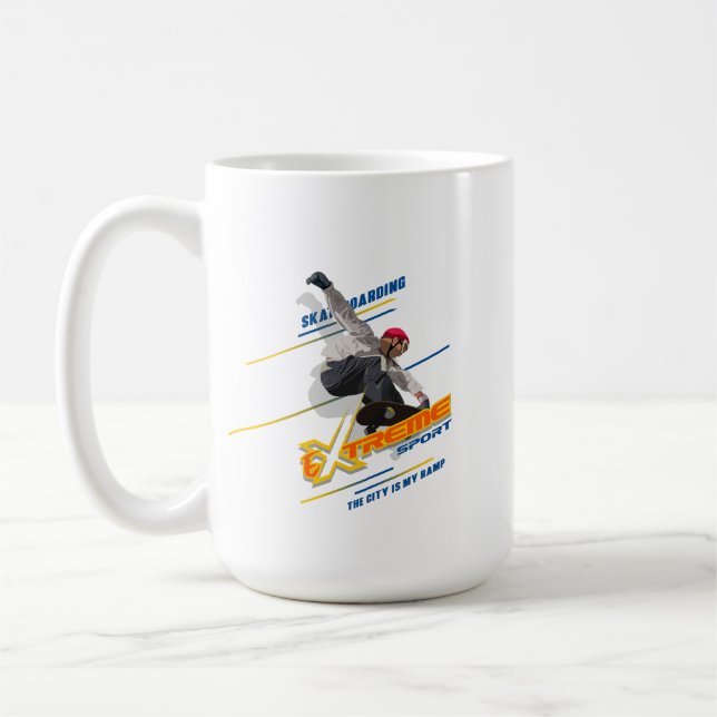De Café Deportista Extremo Retro Patinador | #15 Taza Clás (Izquierda)