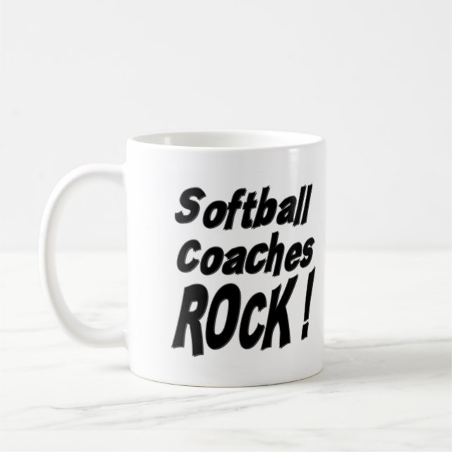 De Café ¡El softball entrena la roca! Taza (Izquierda)