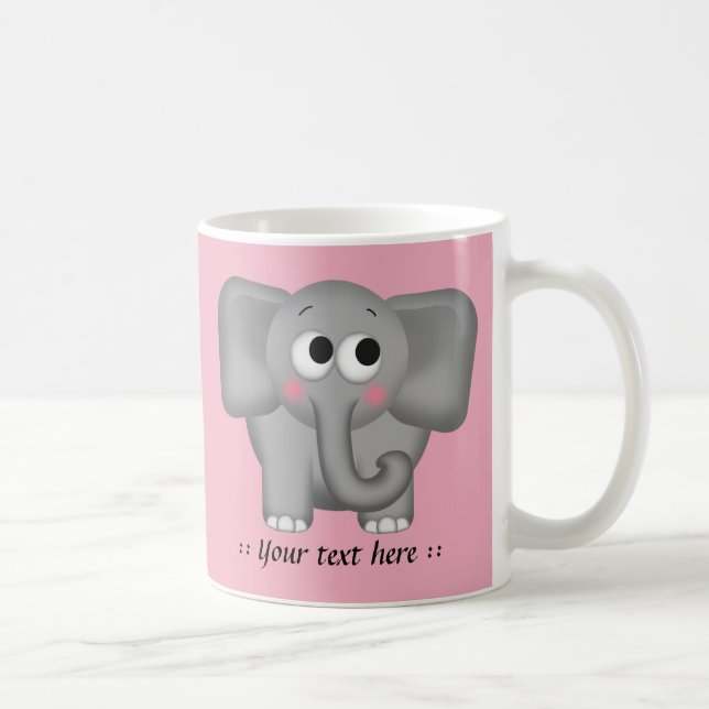 De Café Elefante adorable - taza personalizada rosa (Derecha)