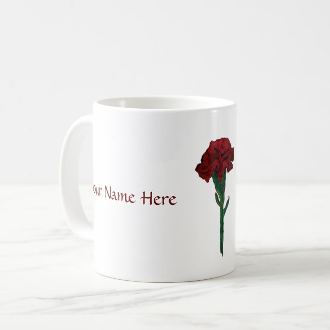 De Café Enero: Taza personalizada clavel del granate (Anverso izquierdo)