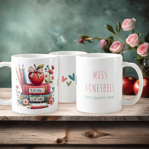 De Café Enseñar es trabajo del corazón Taza personalizada 