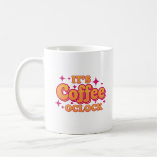 De Café "Es la hora del café" Taza brillante rosa y naranj
