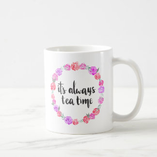 De Café Es siempre taza floral del tiempo del té