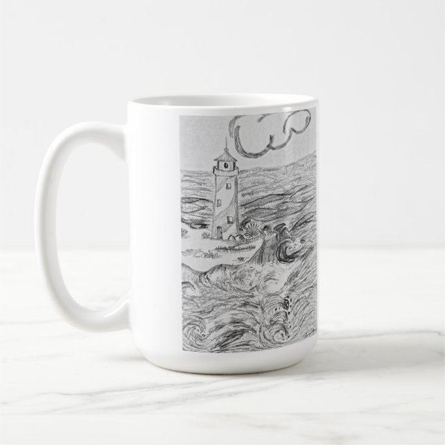 De Café Faro dibujado a mano en taza (Izquierda)